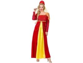Fato de Mulher  Rainha Medieval Vermelha E Amarela (Tam: XL)