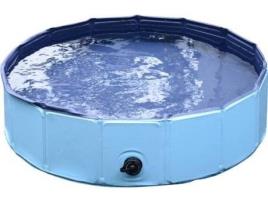 Piscina para Cães e Gatos PAWHUT Dobrável (Azul - 120x30cm - PVC)