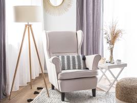 Poltrona em tecido creme claro ABSON