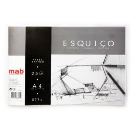 Bloco Papel Esquiço, A4,  38 g/m², 25 Folhas, Branco