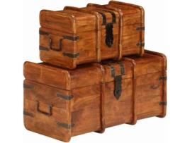 Conjunto de Arcas VIDAXL madeira acácia maciça acabamento sheesham (2 peças)