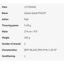 13 Fishing Cana Spinning Defy Black 2.74 m Black