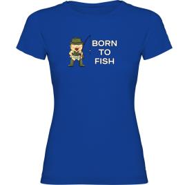 Camiseta De Manga Curta Born To Fish M Royal Blue