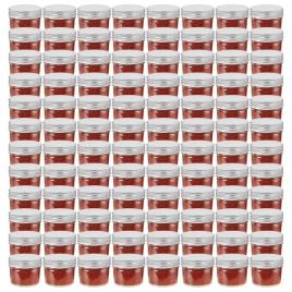 vidaXL Frascos de vidro com tampas prateadas 96 pcs 110 ml
