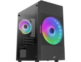 Caixa AEROCOOL ATOMIC LITE V1 M-ATX CUBECASE, 1X18CM +1X12CM FRGB FAN, TEMPERED GLASS