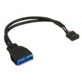 Adaptador interno USB 3.0 para USB 2.0. Velocidade de transferência de dados: USB 2.0. Comprimento: 15cm em preto.