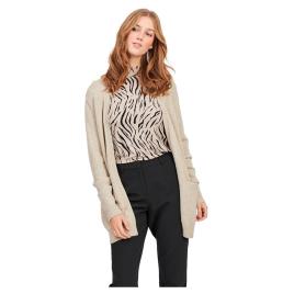Cardigan Manga Comprida Ril Open S Natural Melange