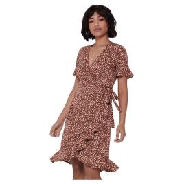 Only Vestido Curto Olivia Wrap 40 Henna / Aop Two Tone Flower