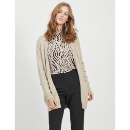 Cardigan Manga Comprida Ril Open L Natural Melange
