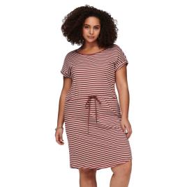 Vestido Curto Manga Curta April L Apple Butter / Stripes Cloud Dancer
