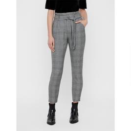 Cintura Alta Calça Paperbag Check XL Grey / Checks White