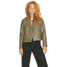 Casaco Couro Gail Faux Biker L Burnt Olive