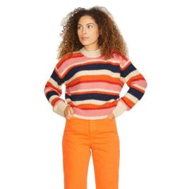 Sweater Tripulação De Pescoço Ember Fluffy Stripe S Navy Blazer / Stripes Multi Stripe