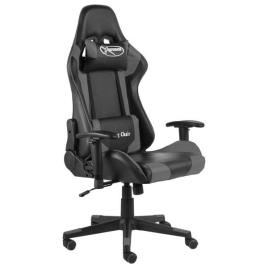 Cadeira de gaming giratória PVC cinzento