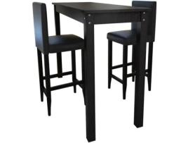 Mesa de bar com 2 cadeiras de bar, preto