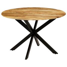 Mesa jantar madeira de mangueira maciça áspera + aço 120x77 cm