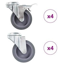 8 pcs Rodas giratórias com furo roscado 75 mm