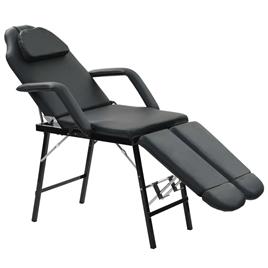 vidaXL Cadeira esteticista portátil couro artificial 185x78x76cm preto