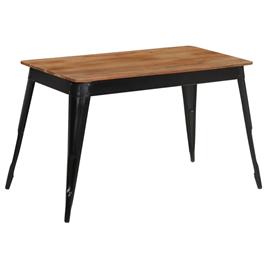 vidaXL Mesa de jantar madeira de acácia maciça e aço 120x60x76 cm