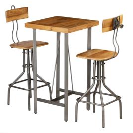 Conjunto de bar 3 pcs teca recuperada maciça