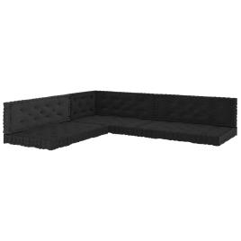 Almofadões para sofá de paletes 7 pcs algodão preto