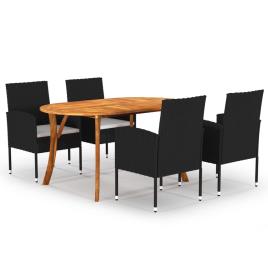 5 pcs conjunto de jantar para jardim preto