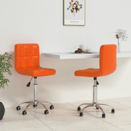 Cadeiras de jantar giratórias 2 pcs couro artificial laranja
