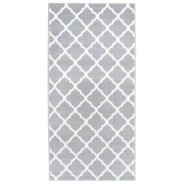 Passadeira 100x250 cm polipropileno cinzento e branco