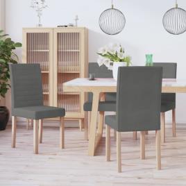 Cadeiras de jantar 4 pcs tecido cinzento-escuro