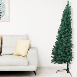Metade de árvore de Natal artificial c/ suporte 180cm PVC verde