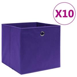 Caixas arrumação 10 pcs tecido-não-tecido 28x28x28 cm roxo