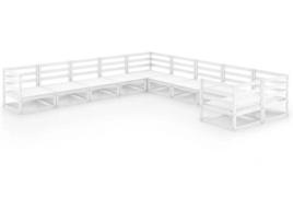 10 pcs conjunto lounge de jardim pinho maciço