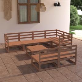 vidaXL 8 pcs conjunto lounge de jardim pinho maciço castanho mel