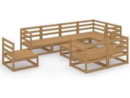 Conjunto de Jardim VIDAXL 9 Peças (Castanho - Madeira - 70x70x67 cm)