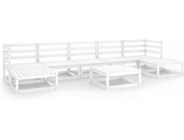 8 pcs conjunto lounge de jardim pinho maciço