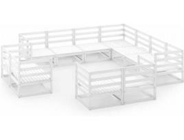 11 pcs conjunto lounge de jardim pinho maciço branco