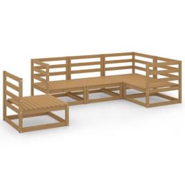 Conjunto Lounge de Jardim Pinho Maciço Castanho Mel 5 pcs