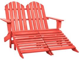 Cadeira de jardim e otomano Adirondack 2 lugares abeto vermelho
