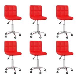 Cadeiras de jantar giratórias 6 pcs couro artificial vermelho