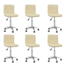 Cadeiras de jantar giratórias 6 pcs couro artificial cor creme