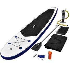 Conjunto prancha de paddle SUP insuflável azul e branco