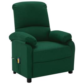Poltrona de massagens reclinável tecido verde-escuro