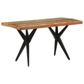 Mesa de jantar 140x70x76 cm madeira recuperada maciça