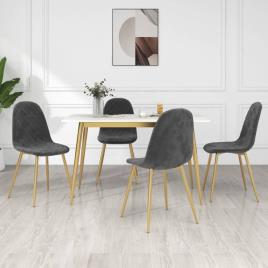 Cadeiras de jantar 4 pcs veludo cinzento-escuro