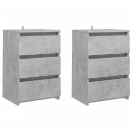 Mesas cabeceira 2 pcs 40x35x62,5 cm contraplacado cinza cimento