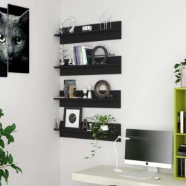 Estantes de parede 4 pcs 80x11,5x18 cm contraplacado preto