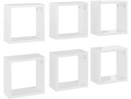 Prateleira de Parede VIDAXL 6 Peças (Branco Brilhante - Aglomerado de Madeira - 30x15x30 cm)