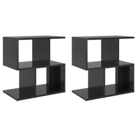 Mesas de cabeceira 2pcs 50x30x51,5cm contrapl. preto brilhante