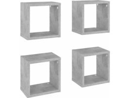 Prateleira de Parede VIDAXL 4 Peças (Cinzento Cimento - Aglomerado de Madeira - 22x15x22 cm)