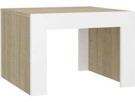 Mesa de centro 50x50x35 cm contrapl. branco/carvalho sonoma